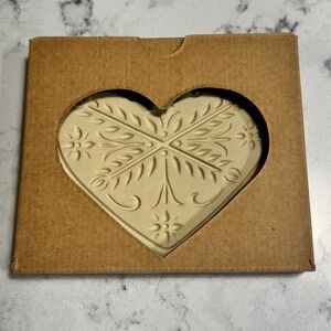 Pampered Chef Anniversary Heart Cookie‎ Mold Stoneware Embossed Design NEW 2000